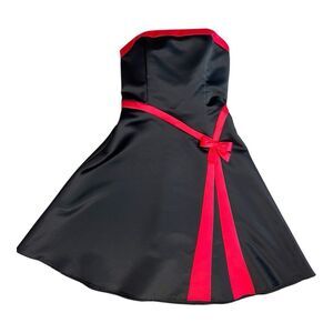 Y2K Jessica McClintock for Gunne Sax Strapless Prom Dress Black Red 5/6 Vintage